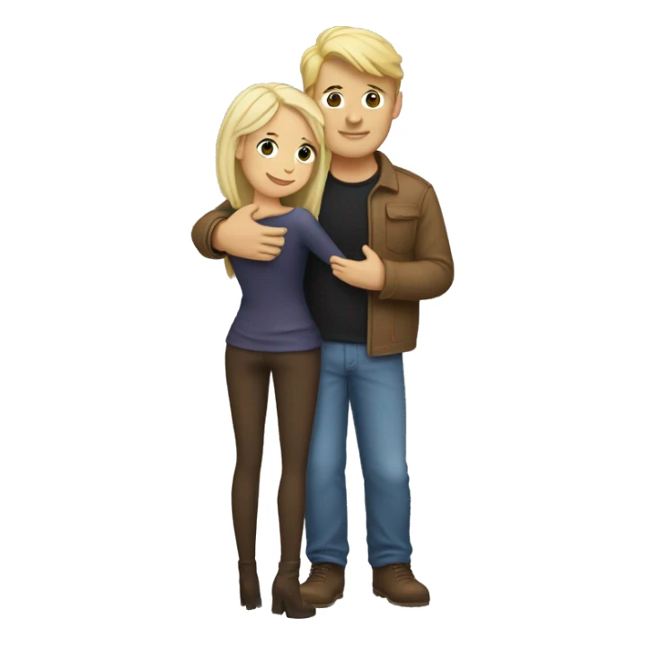 Blonde man hugging a brunette woman sticker