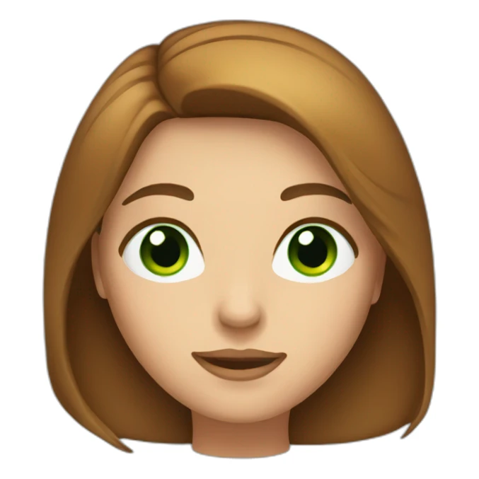 women square face and long brown hair and green eyes sticker