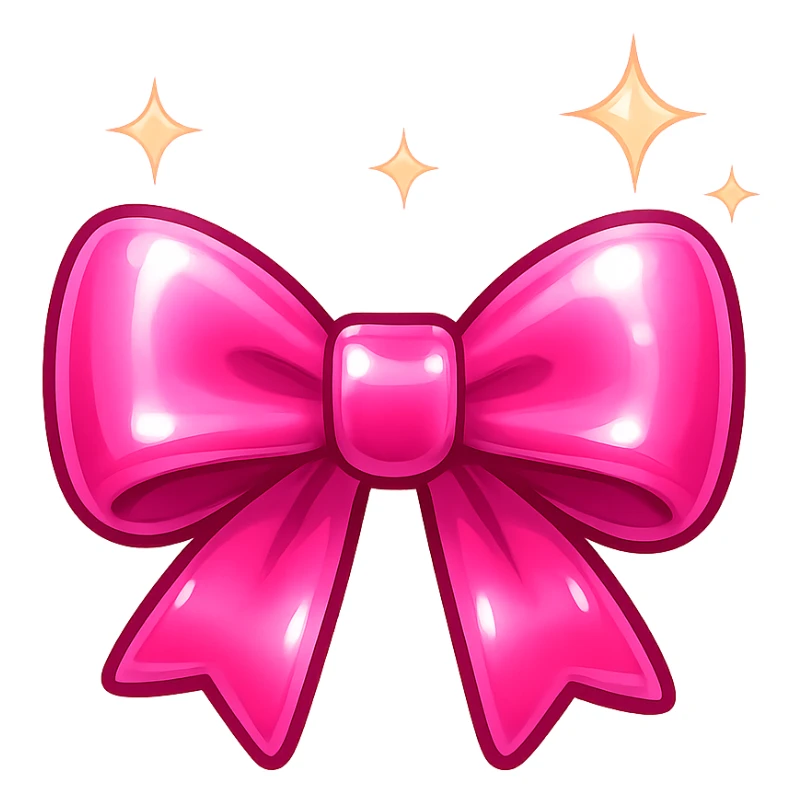 pink bow emoji, cute and shiny, with sparkles sticker