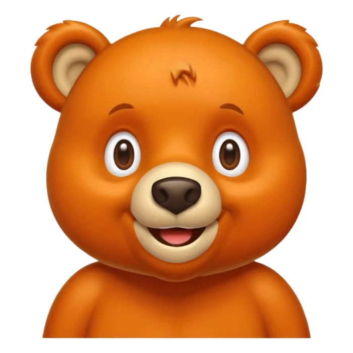 Create a orange friendly bear, make him look like from a kid cartoon and make him smile sticker