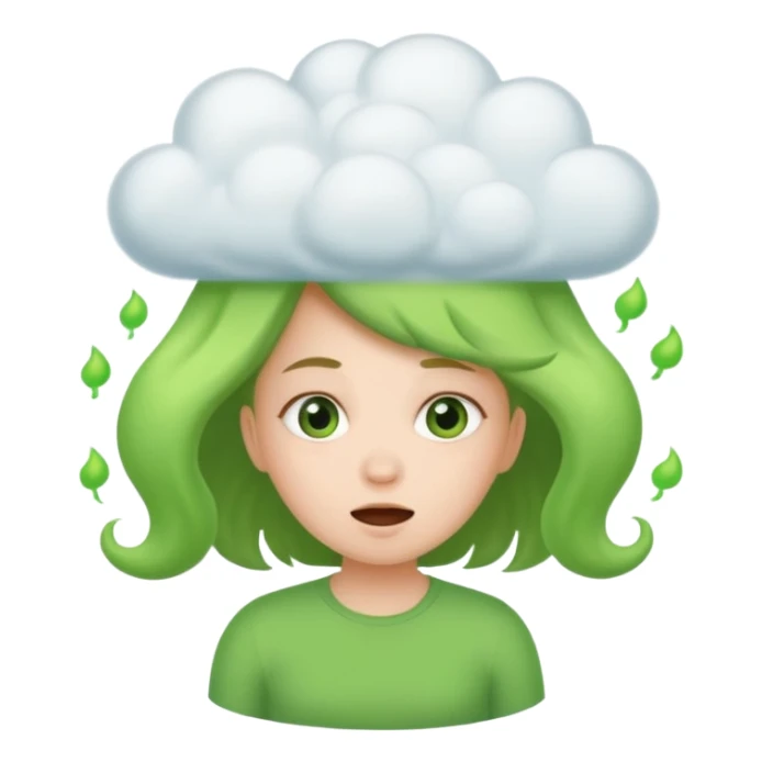 Girl farting green fart clouds sticker