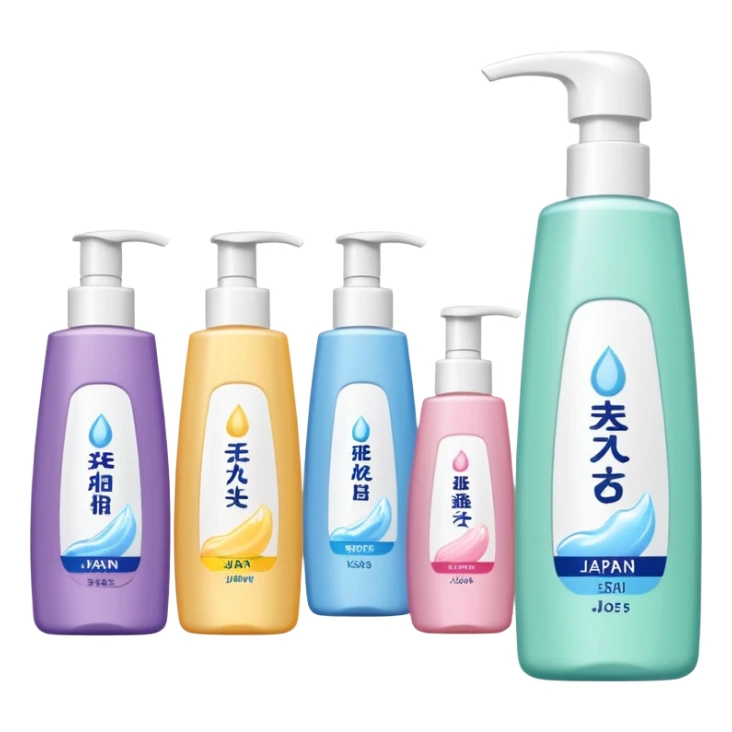 single row shampoo and stuff with Japan brand sticker