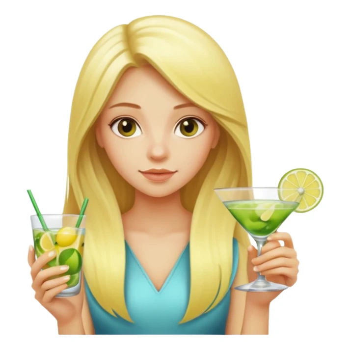 Girl with long blonde hair lemons limes cocktail  sticker