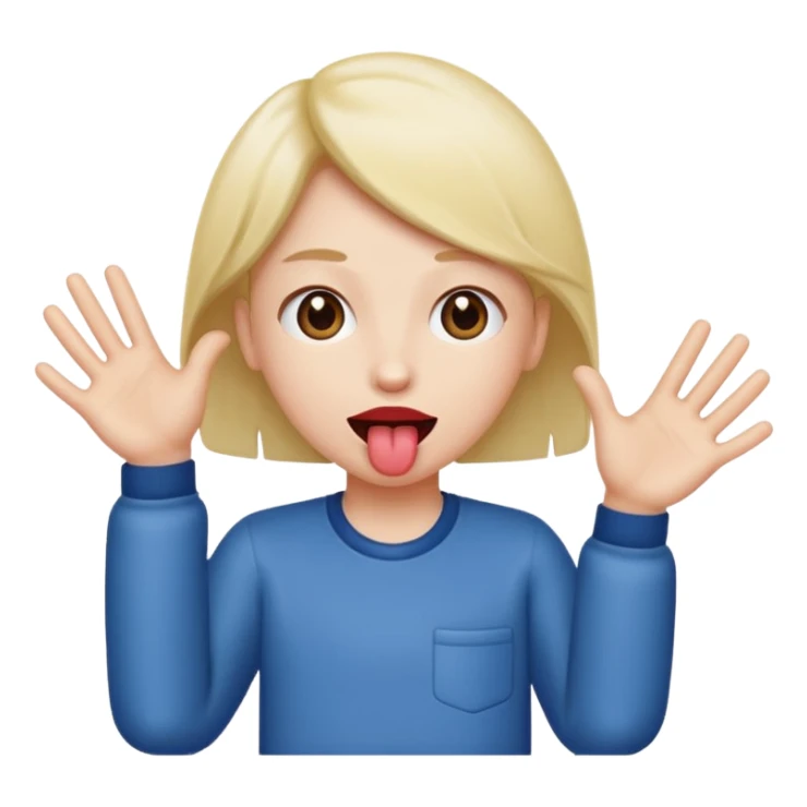 Face with tongue out and hands  the side ￼ sticker