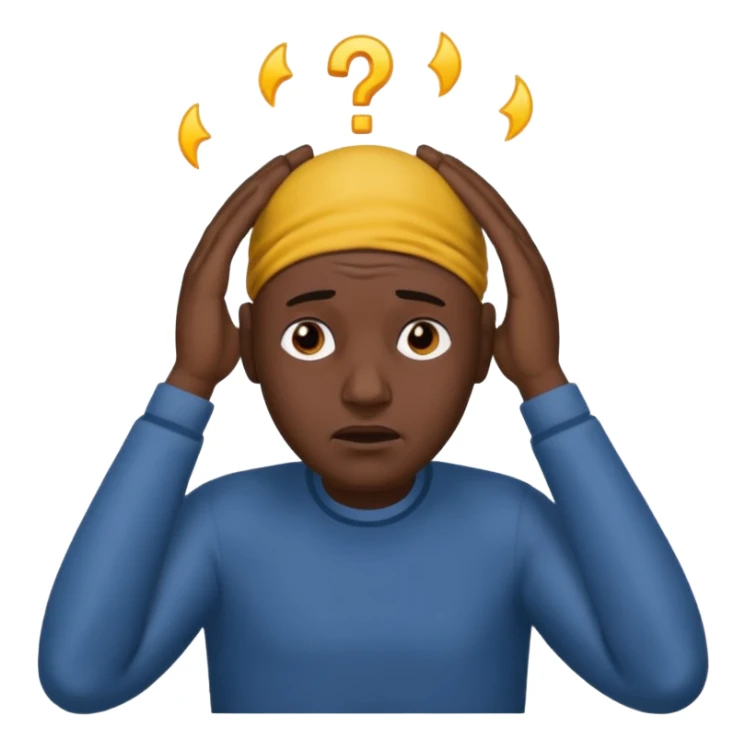 Black bald guy with hands on head in distress  sticker