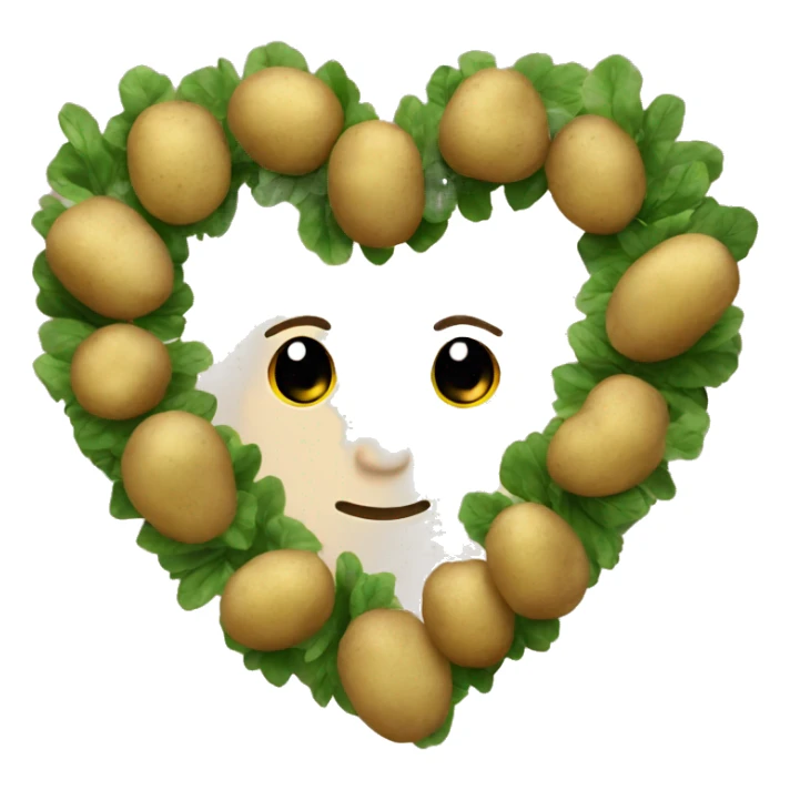 beige heart adorned with potatoes garland sticker