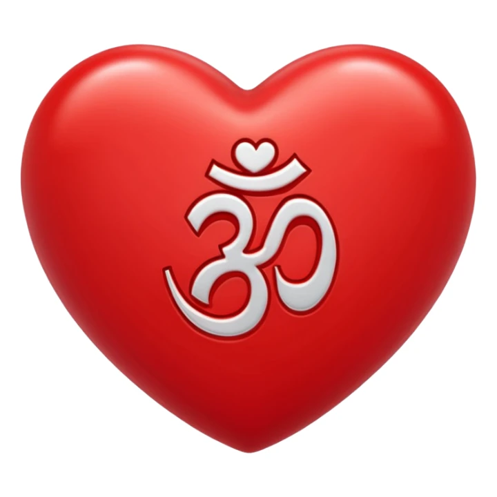 a red heart with a white om sign in the middle sticker