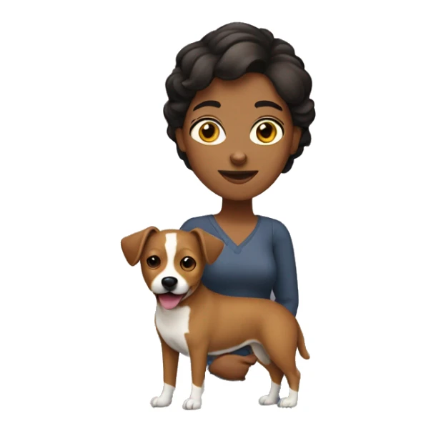 Apple style brown woman with short hair holding heeler dog sticker
