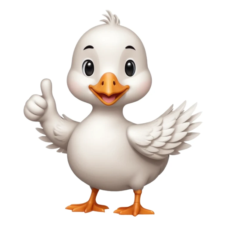 a chibi style adult goose character giving a thumbs up sticker