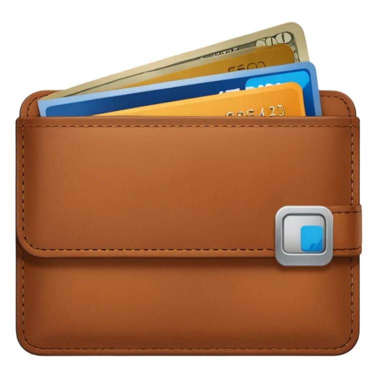 portefeuille marron avec billet et carte bancaire sticker