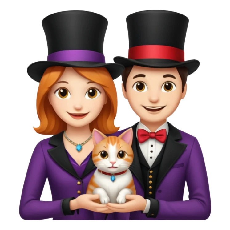 magician couple and their pet cat sticker