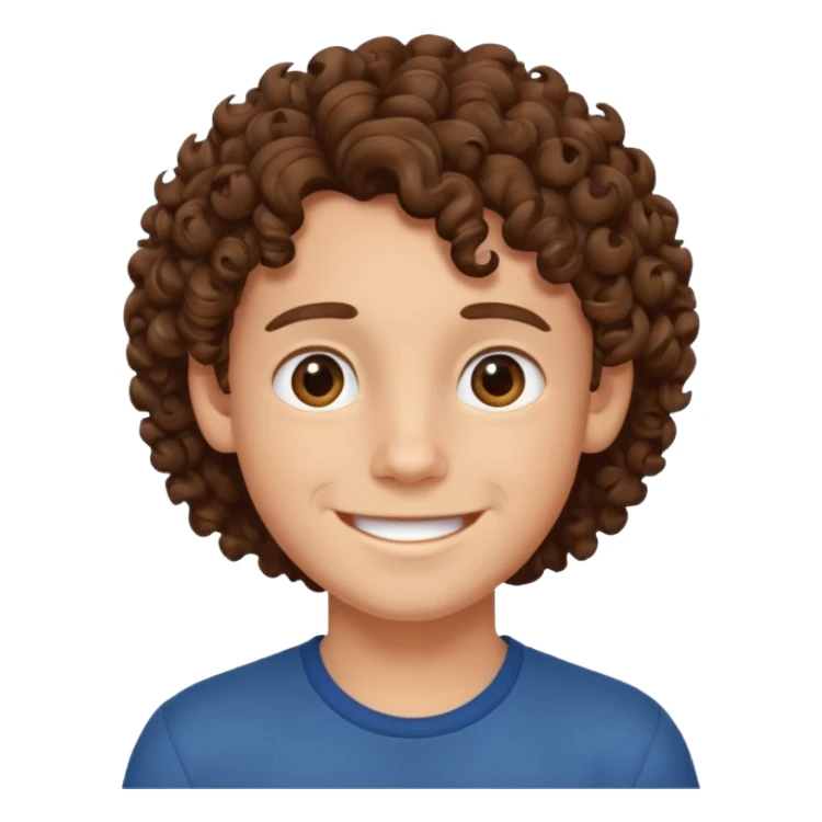 smiling boy with curly brown hair  sticker