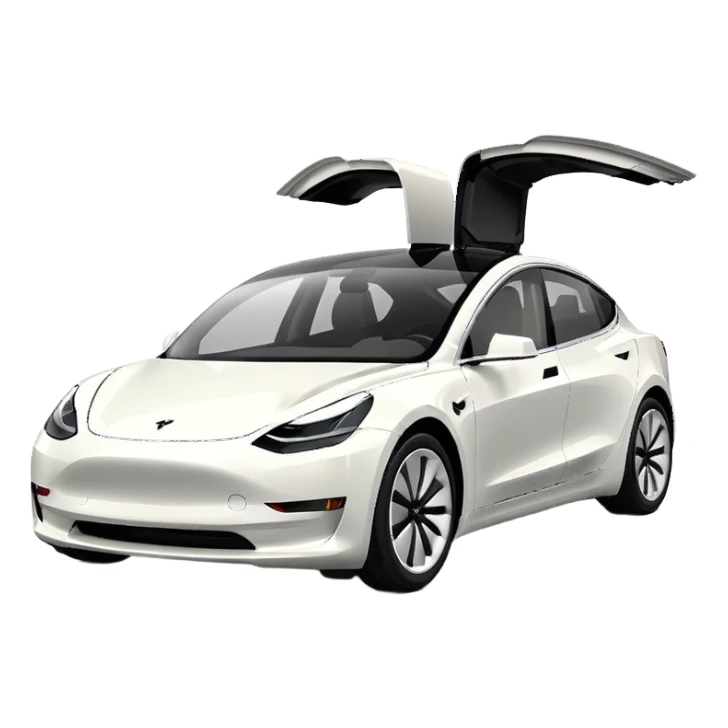 Tesla model 3 white. Icon. In a hurry. No wings  sticker