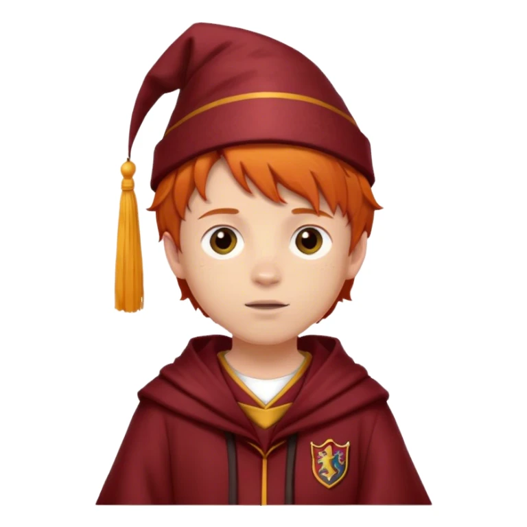 Boy with Ginger hair with a gryffindor Robe and a Textured cap sticker