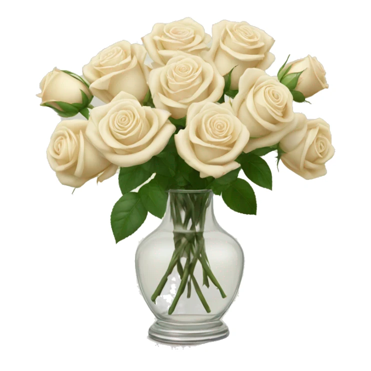 Cream color roses in glass vase sticker