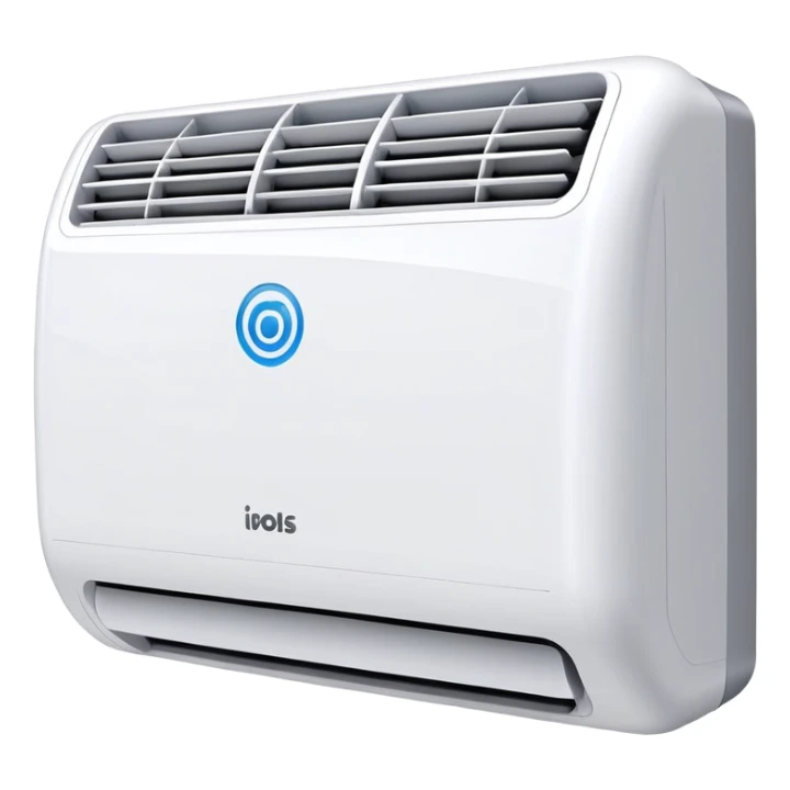 Modern wall-mounted air conditioner with cool air flowing out sticker