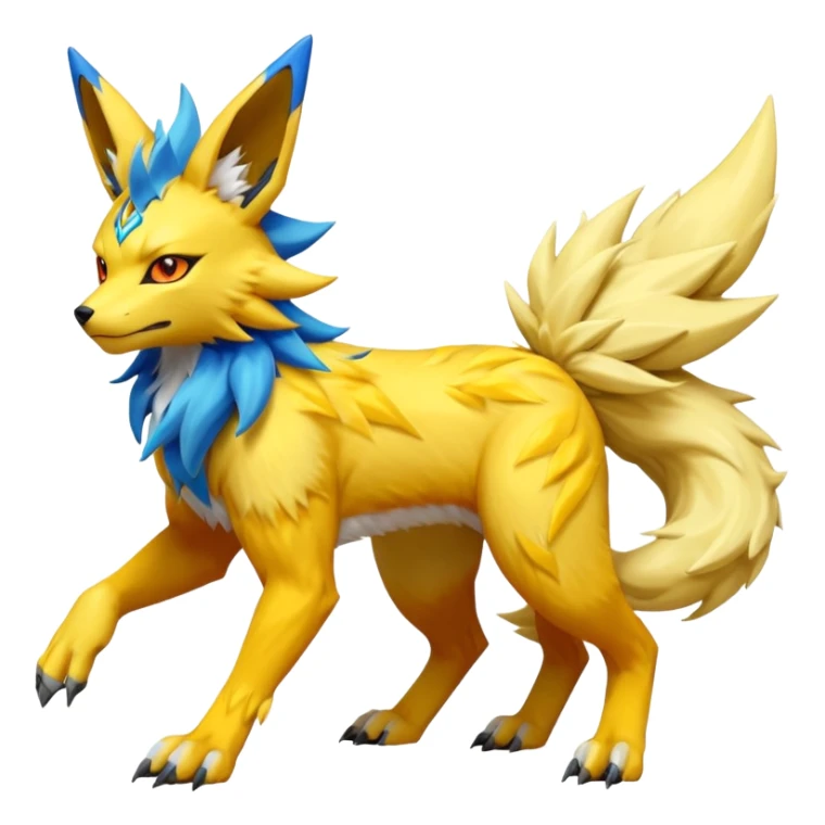 Feral Quadrupedal Digitigrade Electrike-Jolteon-Renamon-Zeraora-Vernid-fusion-hybrid-creature, full body  sticker