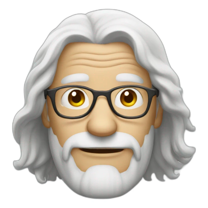 white old man with glasses and gry long hair sticker