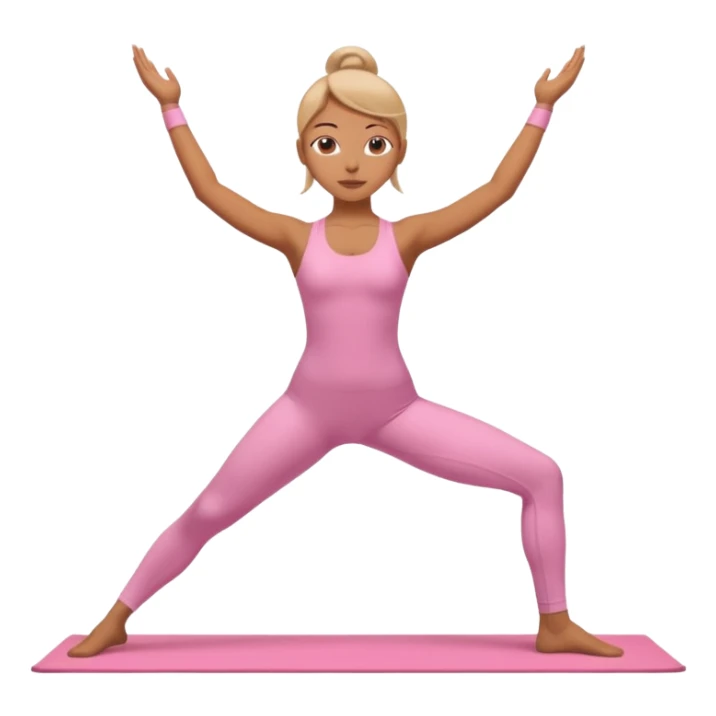 girl standing in a yoga pose in a pink bodysuit sticker