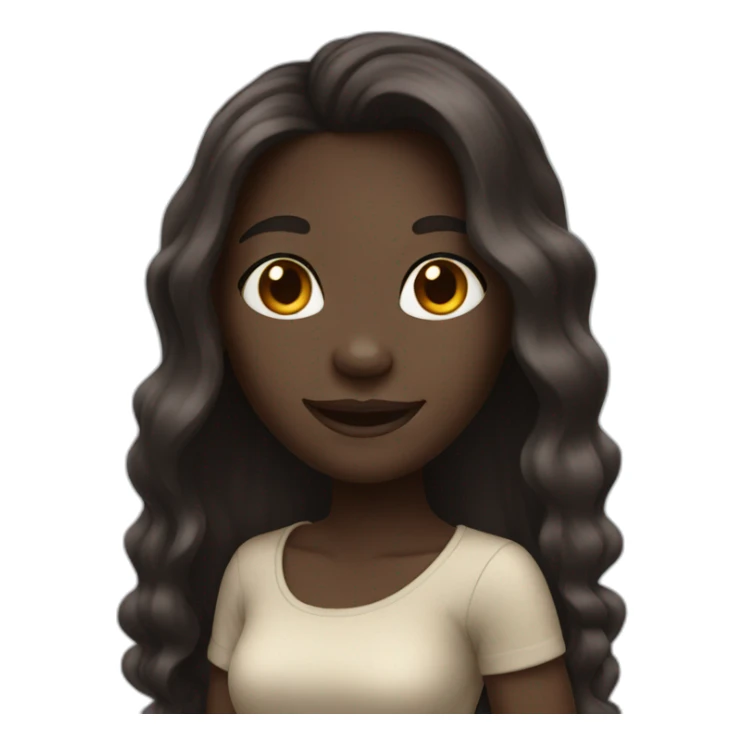 A dark skin girl with long locks smiling sticker