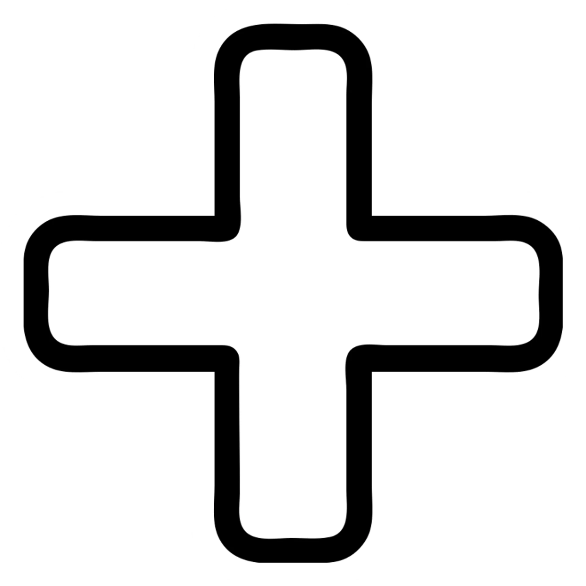 Edit the blue plus symbol icon to be simple, bold, with no text and no background, keeping it clean and clear with thick lines. sticker