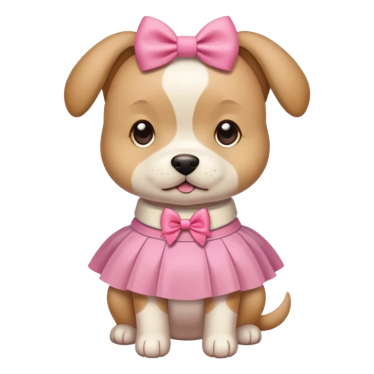 dog wearing skirt and one bow in head sticker