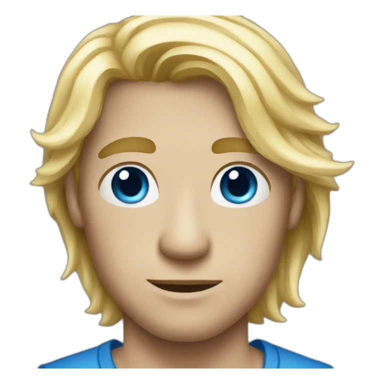 Man with long blonde hair blue eyes sticker