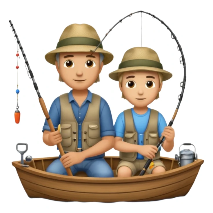 Father and son fishing on a boat sticker