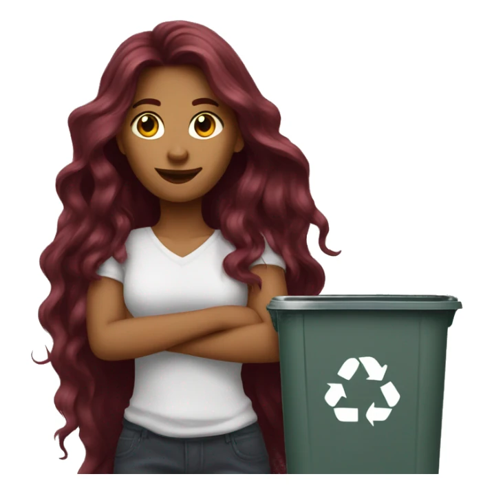 Beautiful burgundy long haired woman taking out the trash sticker