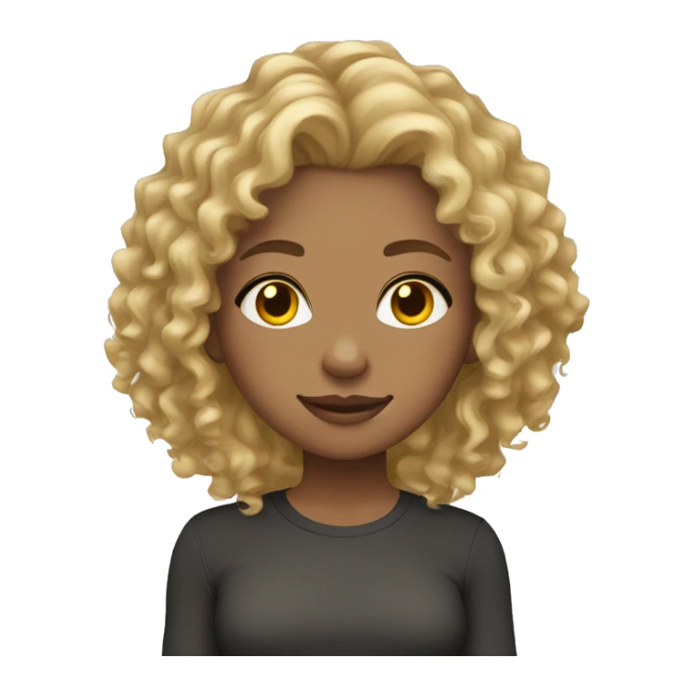 girl curly blond hair, yellow eyes, light brown skin sticker