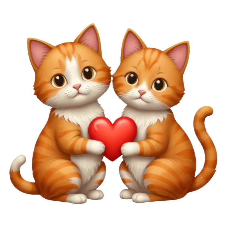 Cat giving another cat a big heart sticker
