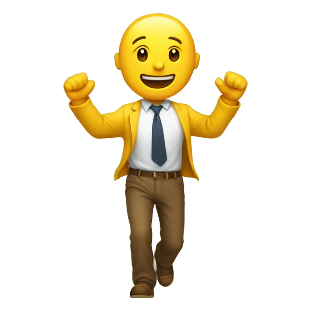 Yellow Man emoji walking forward with arms open wide for hug and a smile sticker
