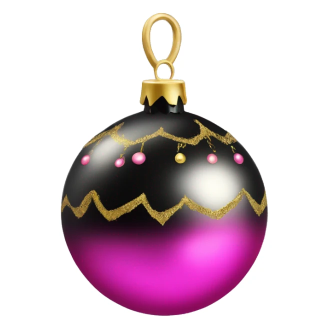 Realistic black and pink metallic christmas bauble with gold accents.  sticker