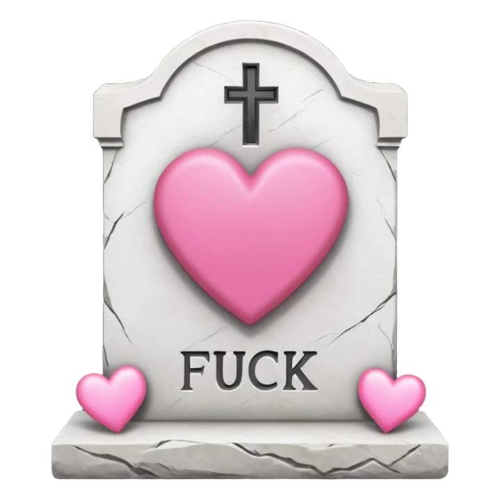 Headstone that says wish i gave a fuck with pink hearts sticker