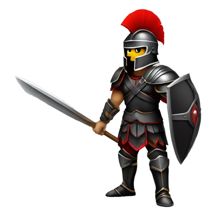 Fantasy spartan warrior male wearing detailed black armor with a red plumed helmet
 sticker
