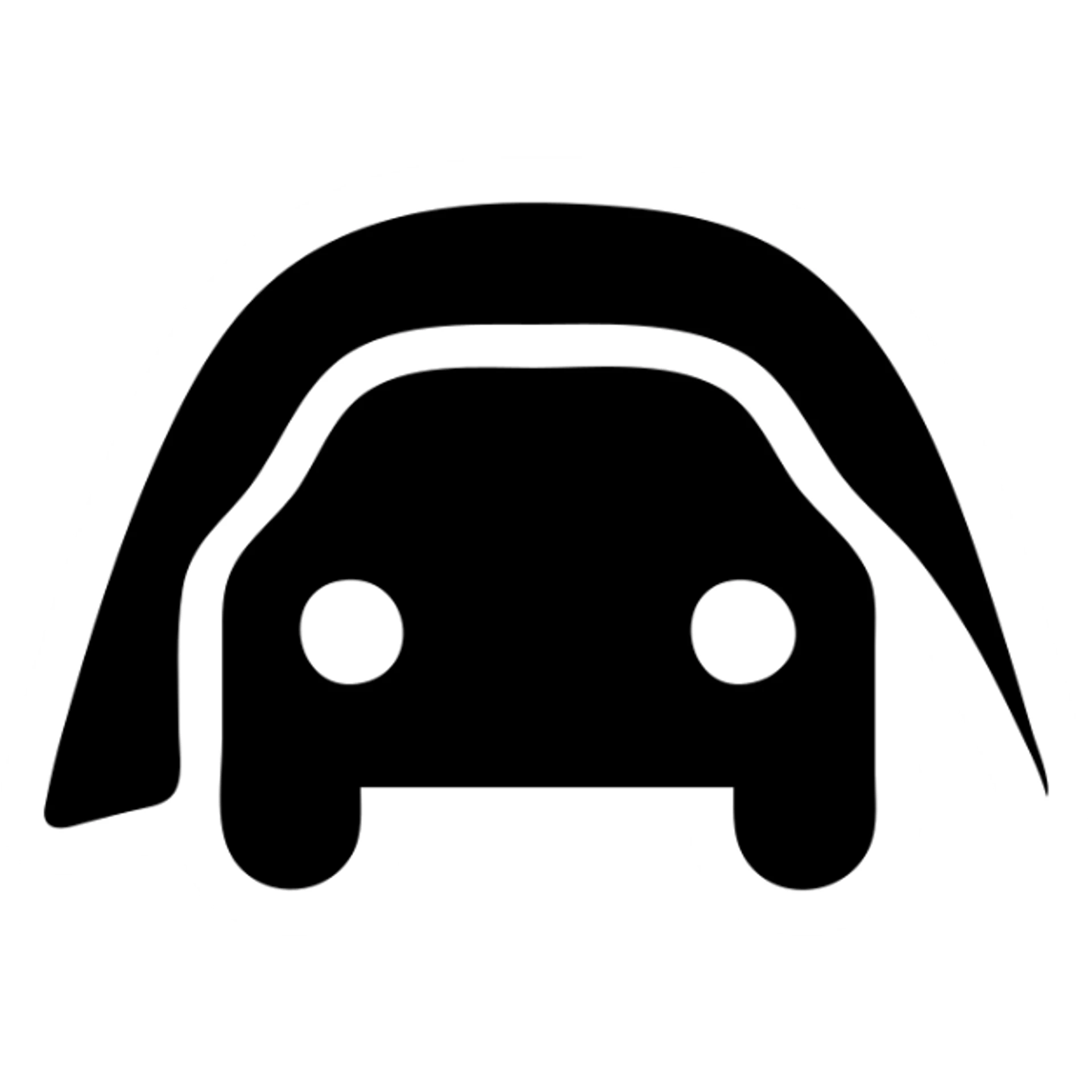 solid elegant minimalistic icon of a car covered with a transparent protective film, clean lines, no background sticker