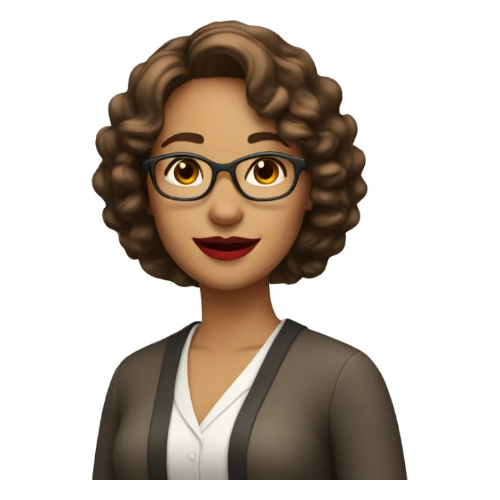 smiling women teacher , red lips, brown short hair  sticker