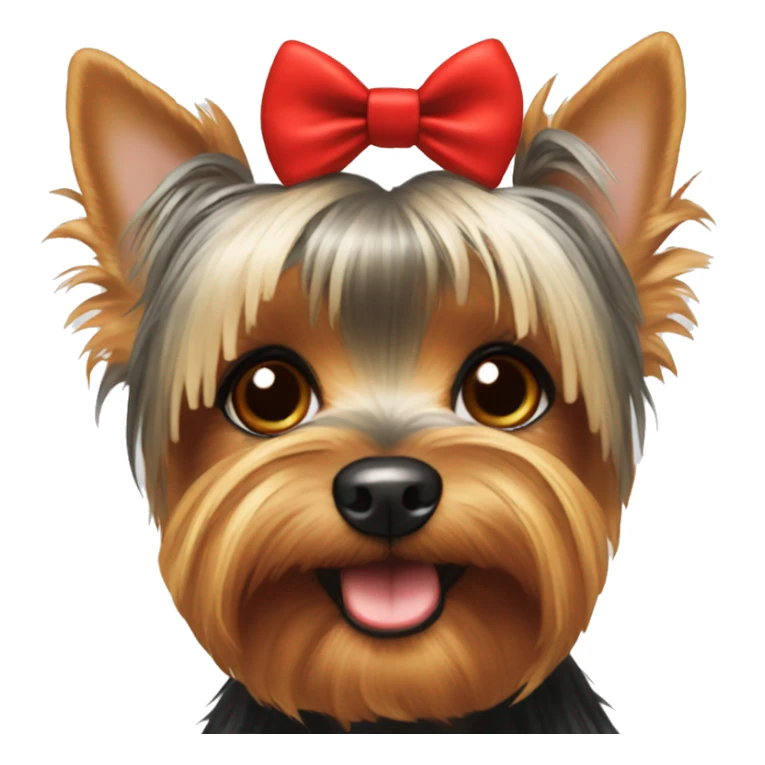 Yorkie face with a red bow on her head sticker