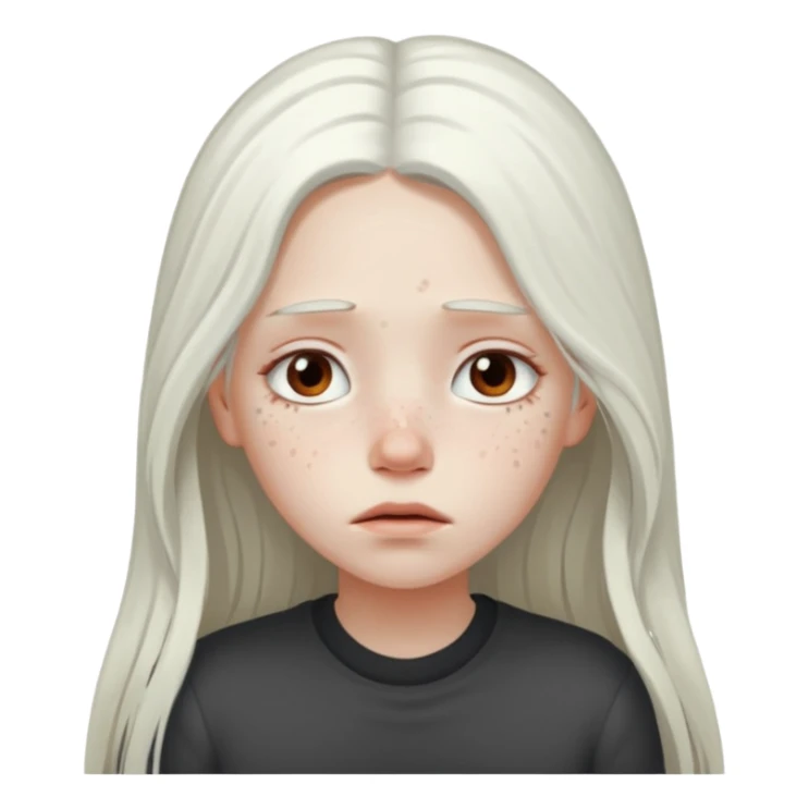 Pale girl with long white hair sad sticker