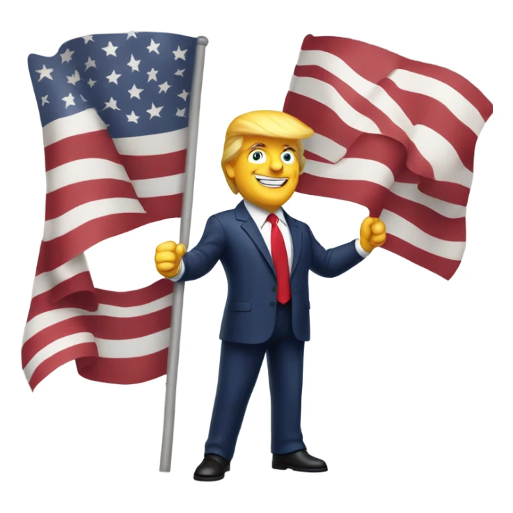 Donald trump holding American flag sticker