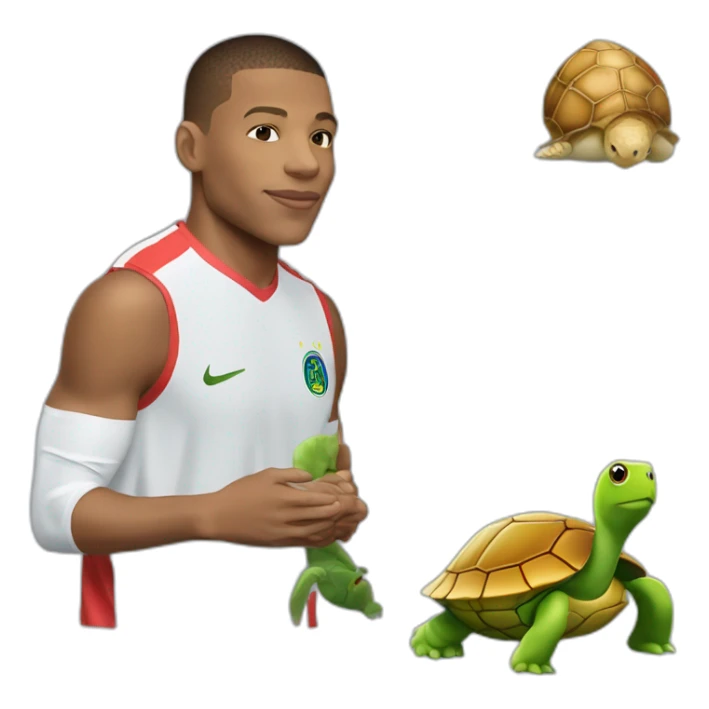 Kilian mbappe qui caresse une tortue sticker