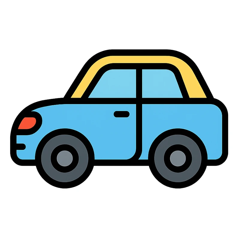 car, color outline icon style, clean lines, simple details sticker