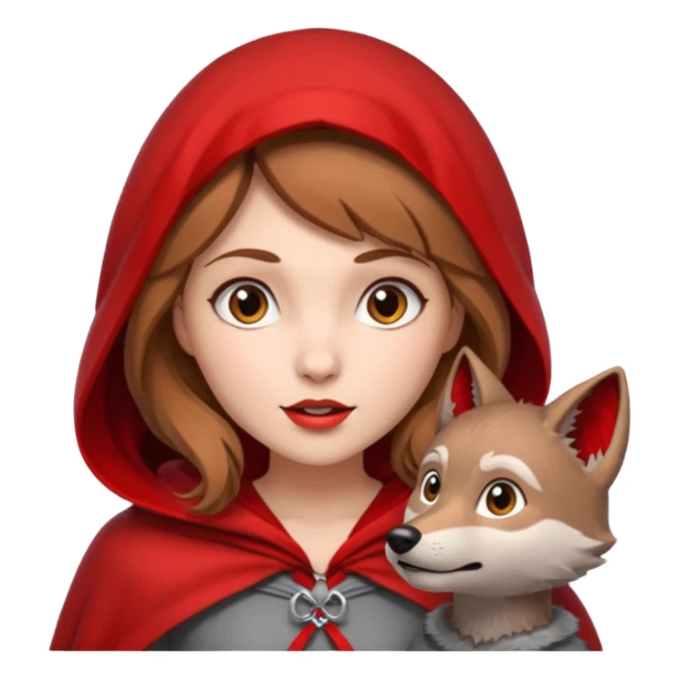 Caperucita roja hablando con el lobo en el bosque sticker