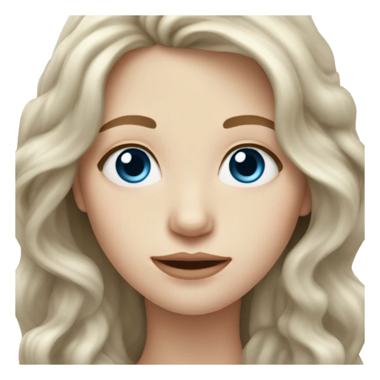 Pale skin woman with long wavy brown hair blue eyes sticker