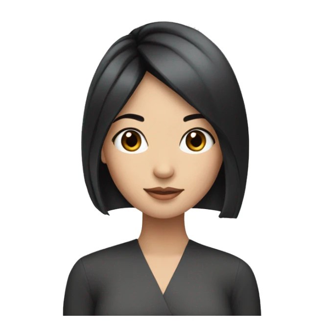 Asian girl with straight black hair, silver earrings  sticker