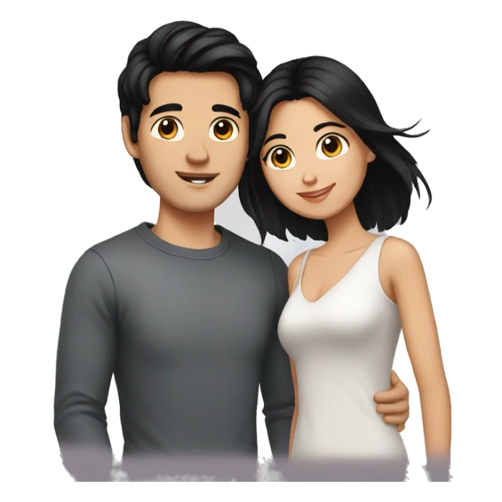 Brunette girl and her boyfriend with black hair sticker