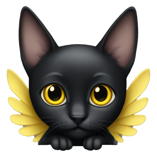 Black kitten with yellow eyes and wings. sticker