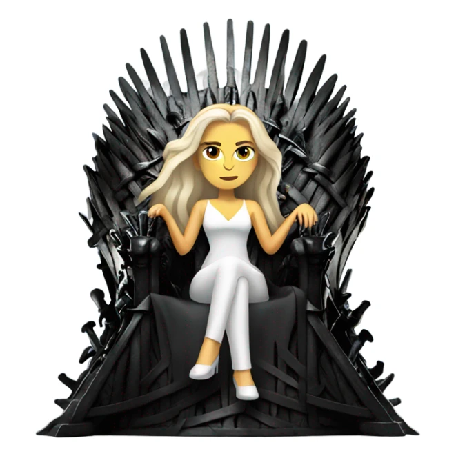 White Woman with long hair sitting on the Iron throne sticker