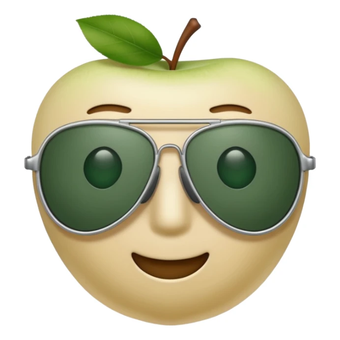 aviator sunglasses with light beige frame and dark green lenses, Apple emoji style, no text sticker