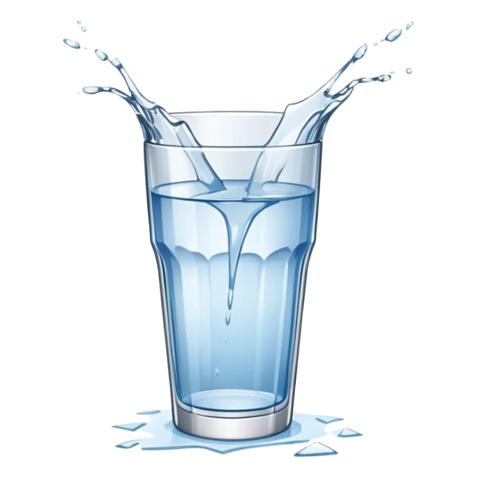 shattered drinking glass with water spilling sticker